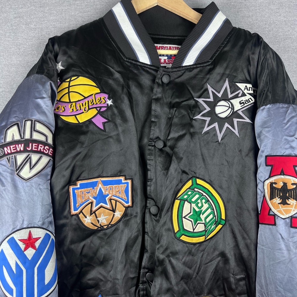 Rare Vintage Mens NBA Varsity Jacket Mega USAA Classic 5XL Boston Lakers